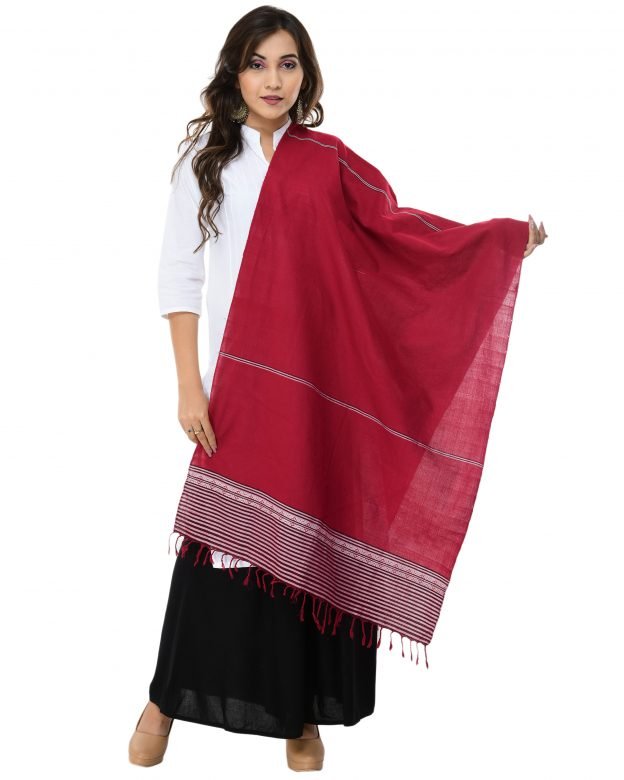 Women Handcrafted Maroon Cotton Stole
