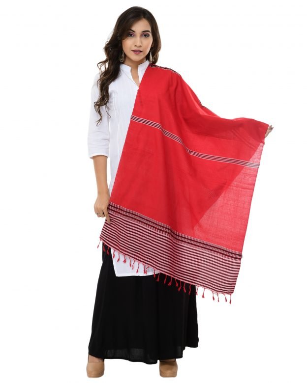 Red & Brown Cotton Stole