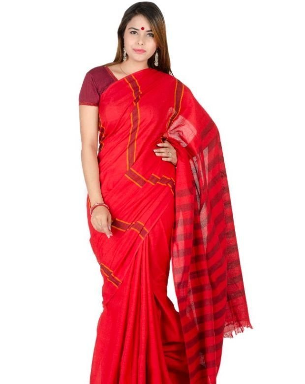 Tribes India Red Cotton Saree