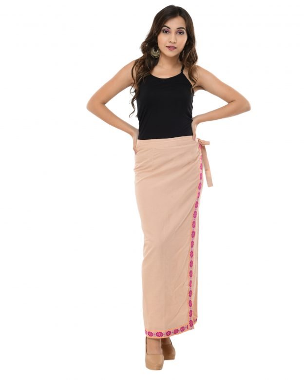 Peach & Pink Cotton Wrap Around Skirt