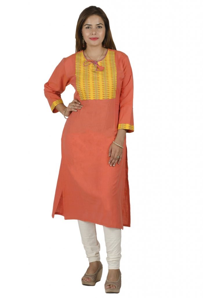 Light Organge Kurti Extra long (Medium)