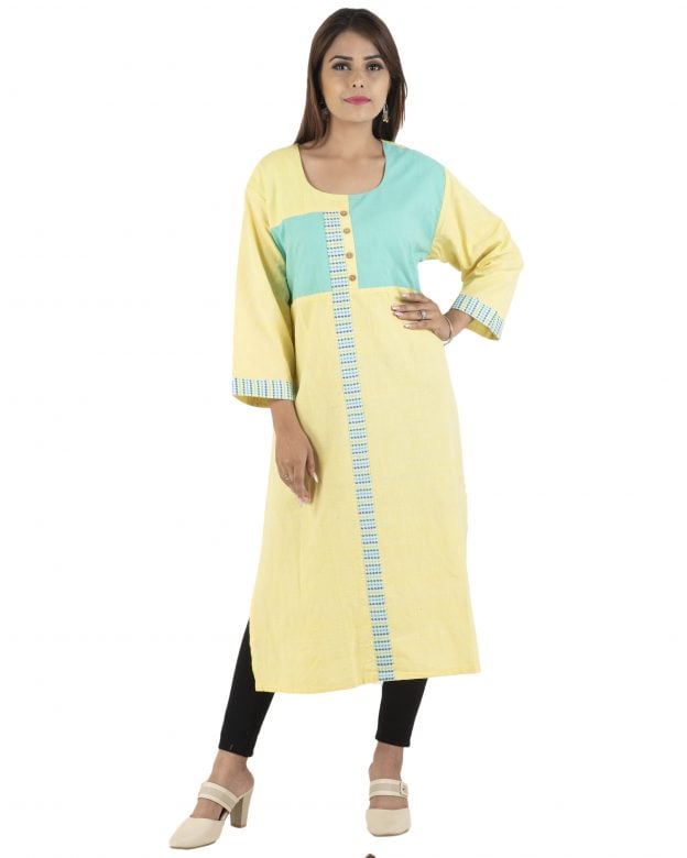 Yellow Traditional Silk Kurti