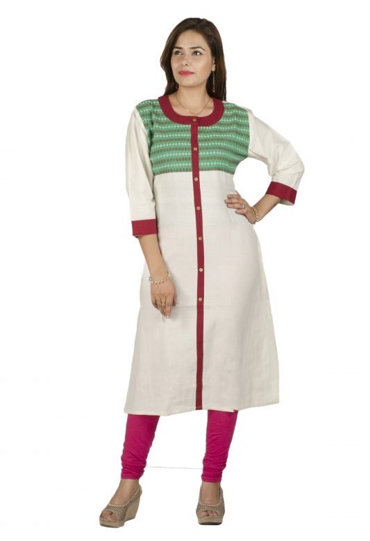 Cream Kurti Extra long (Medium)