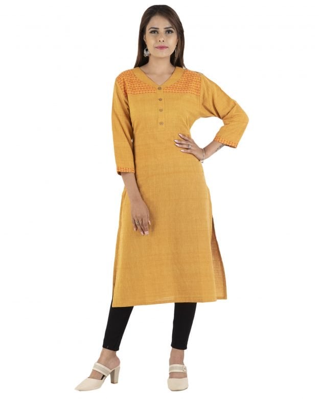 Mustard Yellow Traditional Silk Kurta