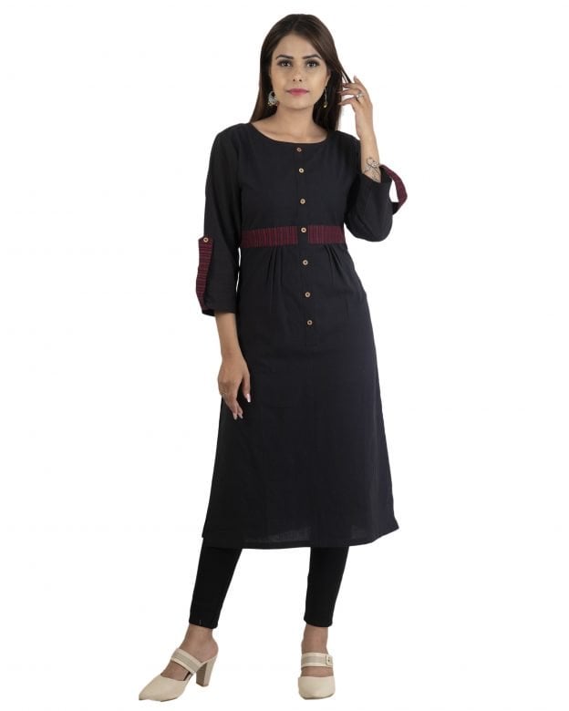Black Traditional Silk Kurta