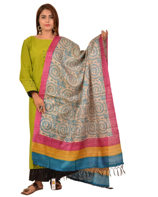 Handcrafted Dupian Silk Multicolor Self Design Dupatta