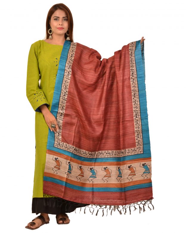 Handcrafted Dupian Silk Multicolor Self Design Dupatta