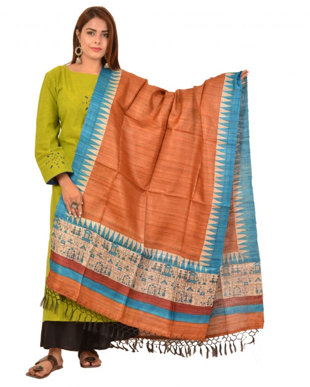 Handcrafted Dupian Silk Multicolor Self Design Dupatta