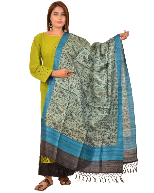 Handcrafted Dupian Silk Multicolor Self Design Dupatta