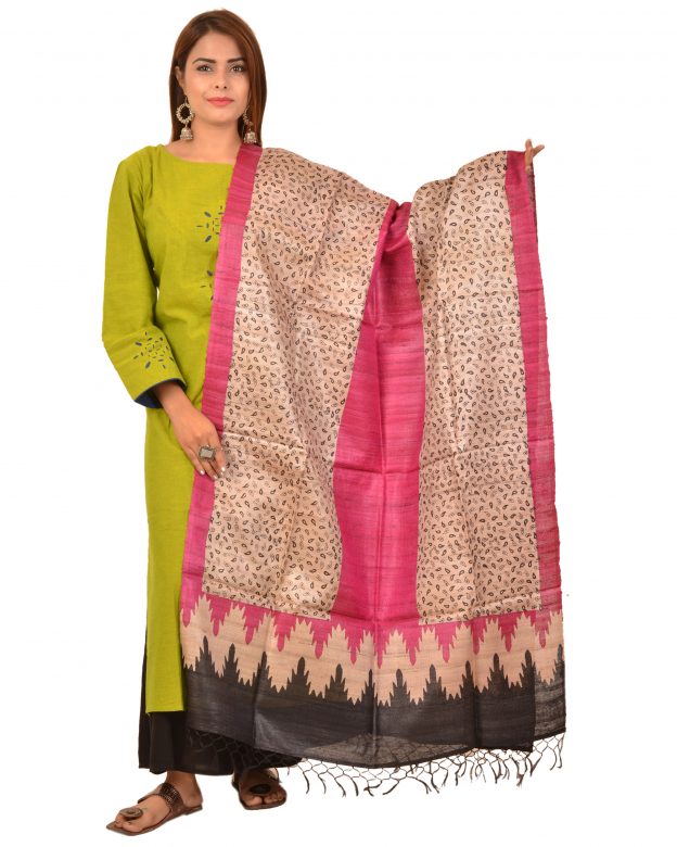 Handcrafted Dupian Silk Multicolor Self Design Dupatta