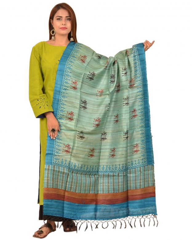 Handcrafted Dupian Silk Multicolor Self Design Dupatta