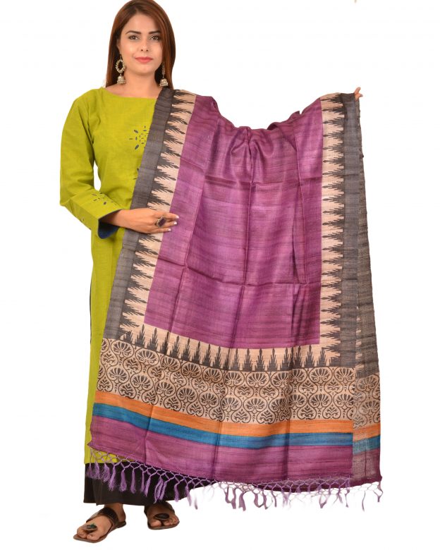 Handcrafted Dupian Silk Multicolor Self Design Dupatta