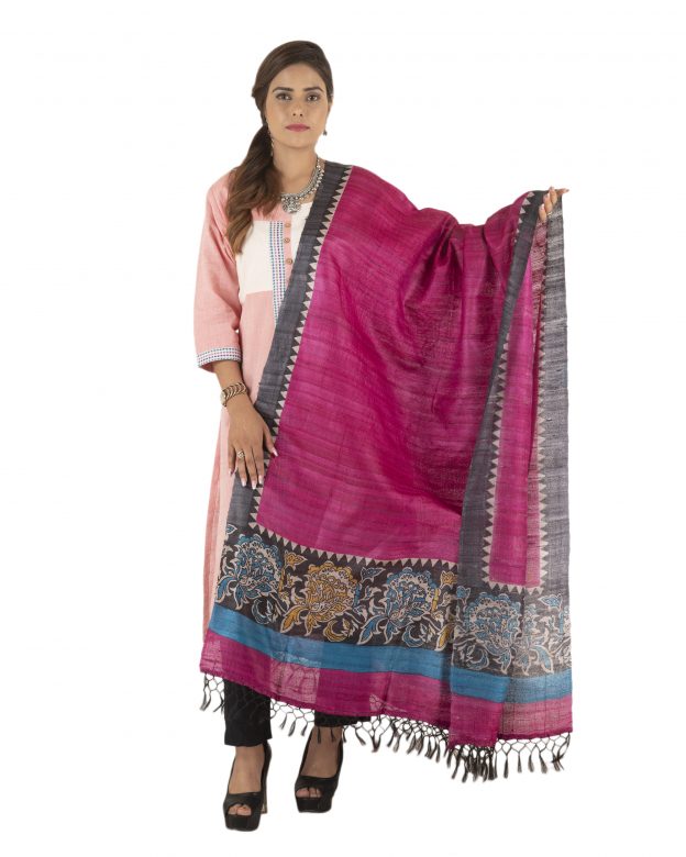 Pink Dupian Ghicha Silk Dupatta