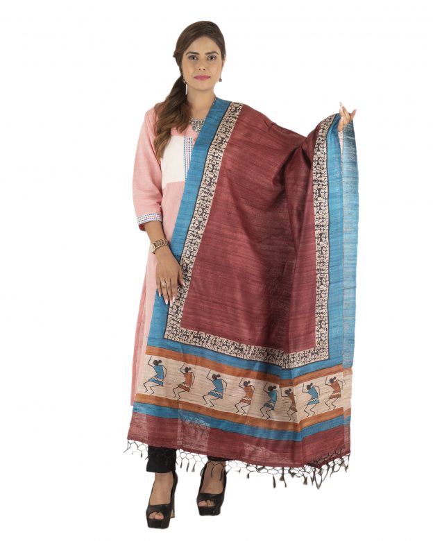Orange Dupian Ghicha Silk Dupatta