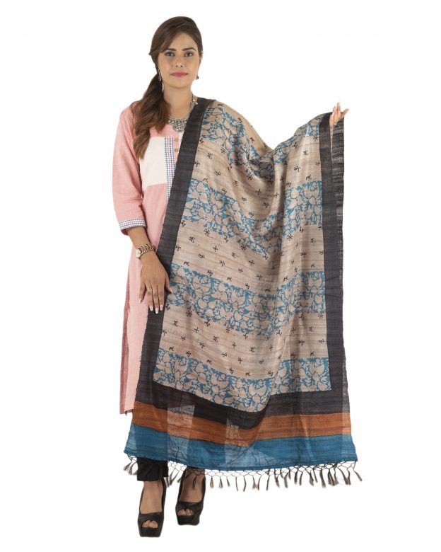 Multicolor Dupian Ghicha Tussar Silk Dupatta