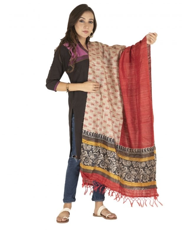 Handmade Dupian Ghicha Tussar Silk Multicolor 2.5 Meter Dupatta