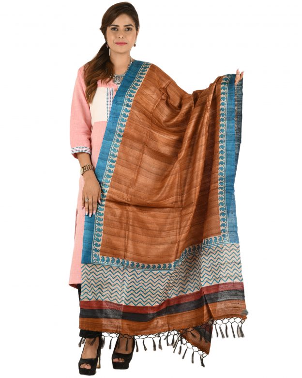 Beige Dupian Ghicha Silk Dupatta