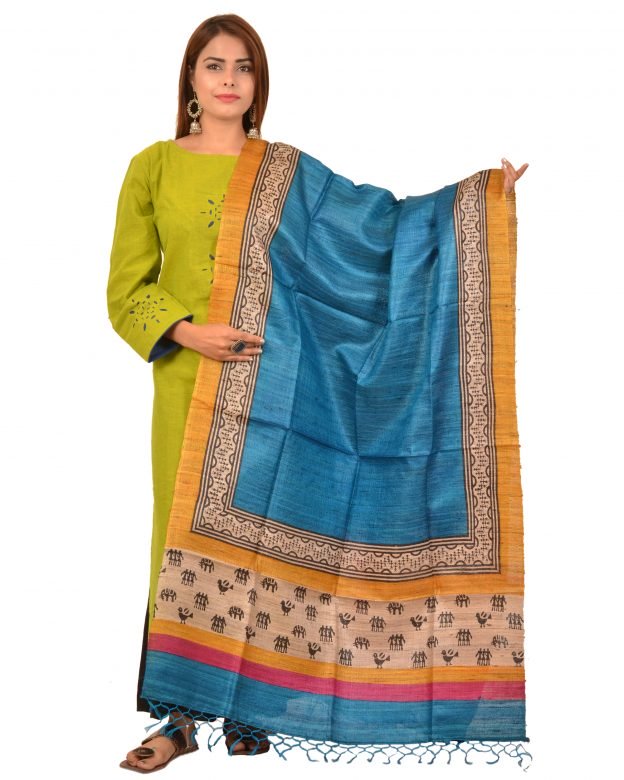 Handcrafted Dupian Silk Multicolor Self Design Dupatta