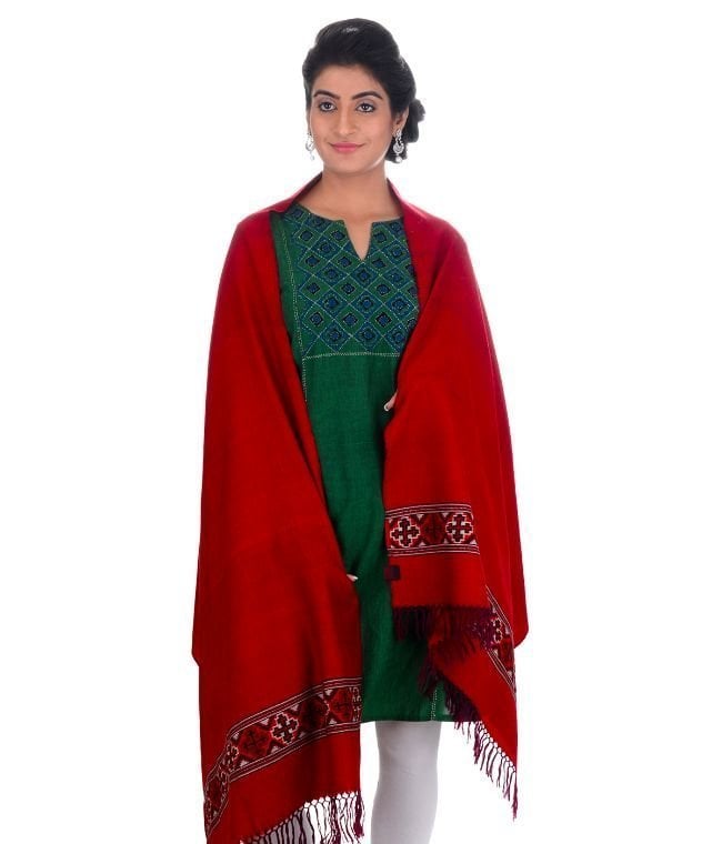 Handwoven Red Stole Chasm Ganesh : HP