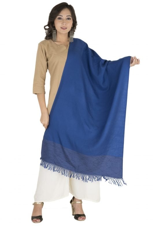 Blue & White Spacye Dye Woolen Stole