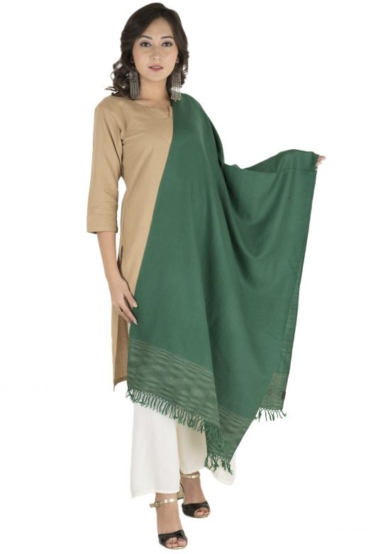 Green & White Spacye Dye Woolen Stole