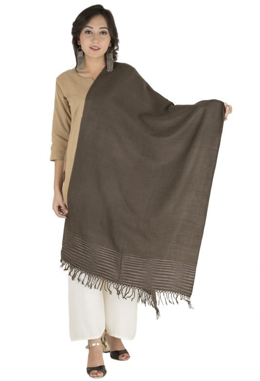 Coffee & White Spacye Dye Woolen Stole
