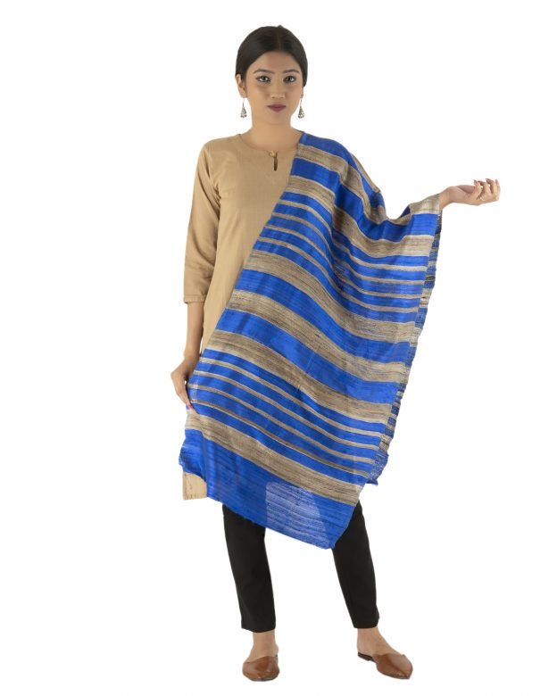 Handcrafted Tussar Silk Printed Grey Dupatta