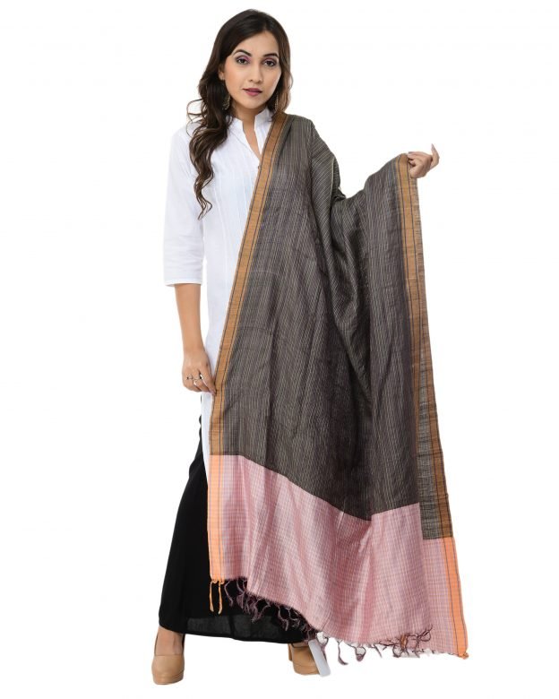 Women Handcrafted Multicolor Tussar Silk Dupatta