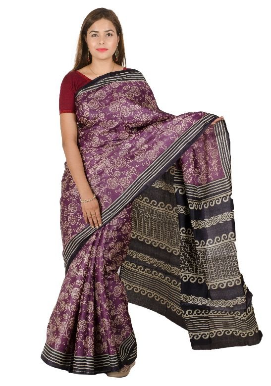 Saree Tassar Plain -Maharashtra