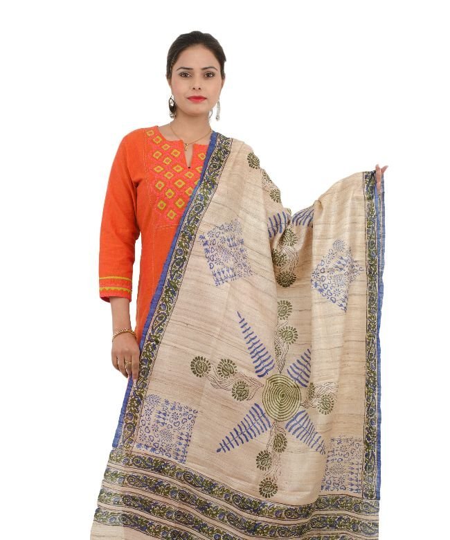 Dupatta Tassar Colour Printed