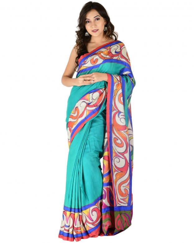 Handwoven Multicolor Silk Printed Saree