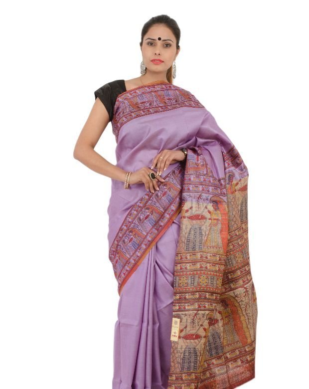 Saree Tassar Plain Printed