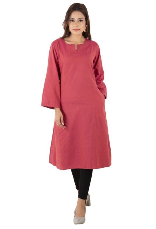 Cotton Kalidar Pink Kurta