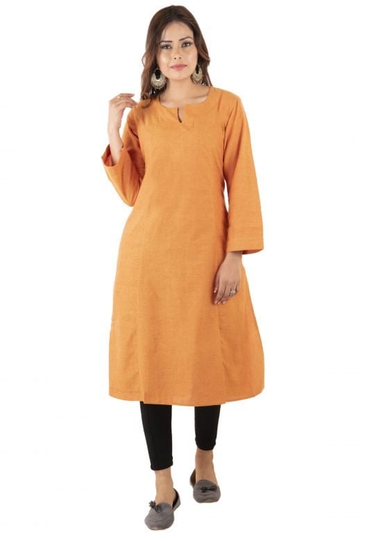 Cotton Kalidar Tex(M) Orange Kurta