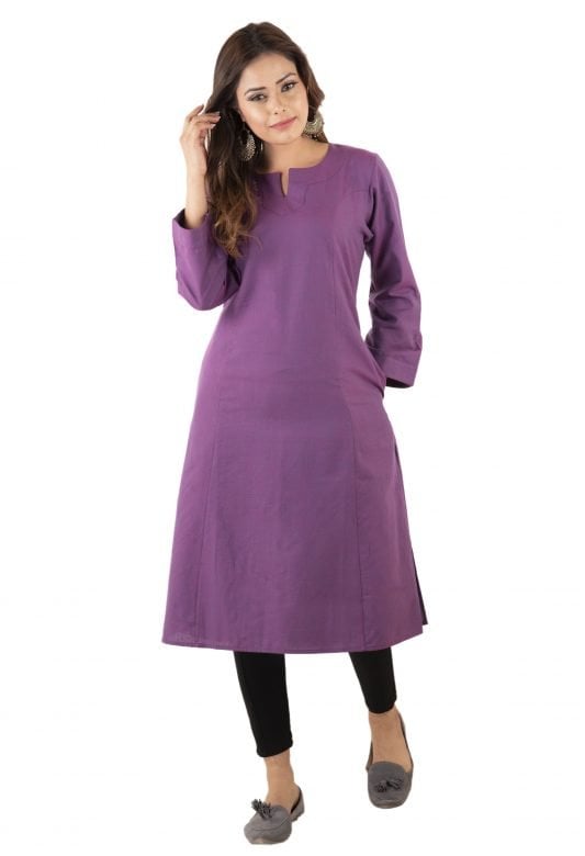 Cotton Kalidar Kurta (Purple)