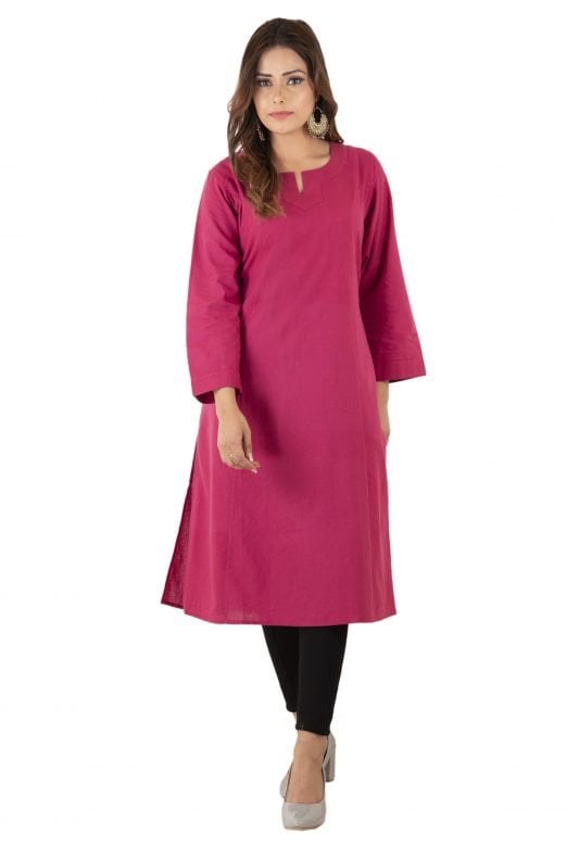 Cotton Kalidar Tex(M) Kurta (Pink)