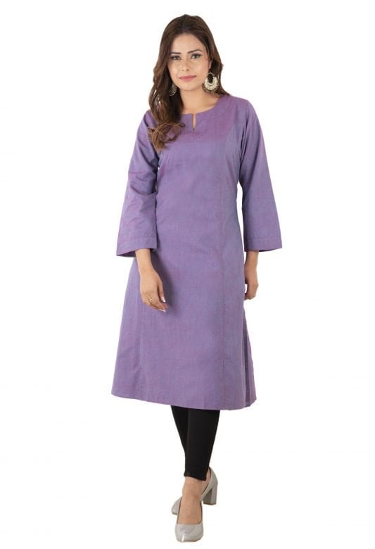 Cotton Purple Kalidar Kurta