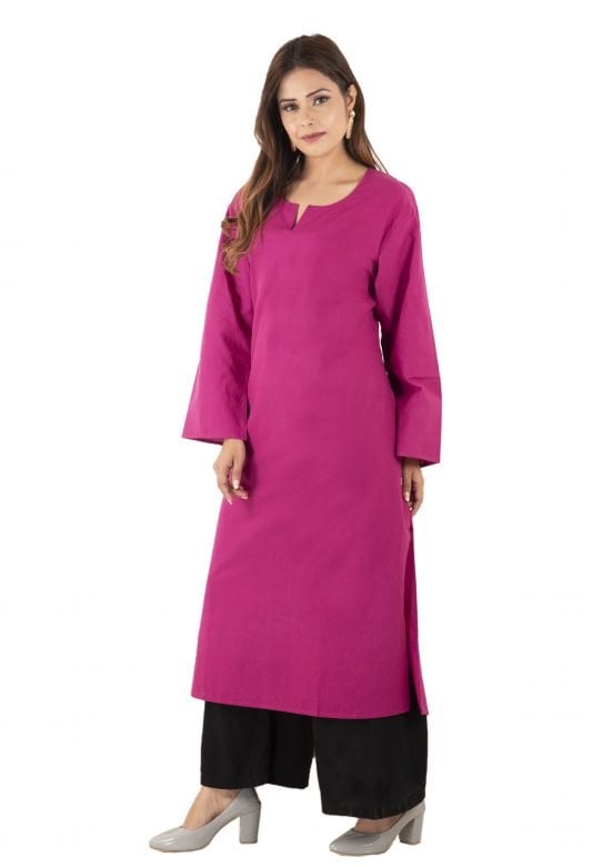 Ladies Cotton Pink Kurta - 44