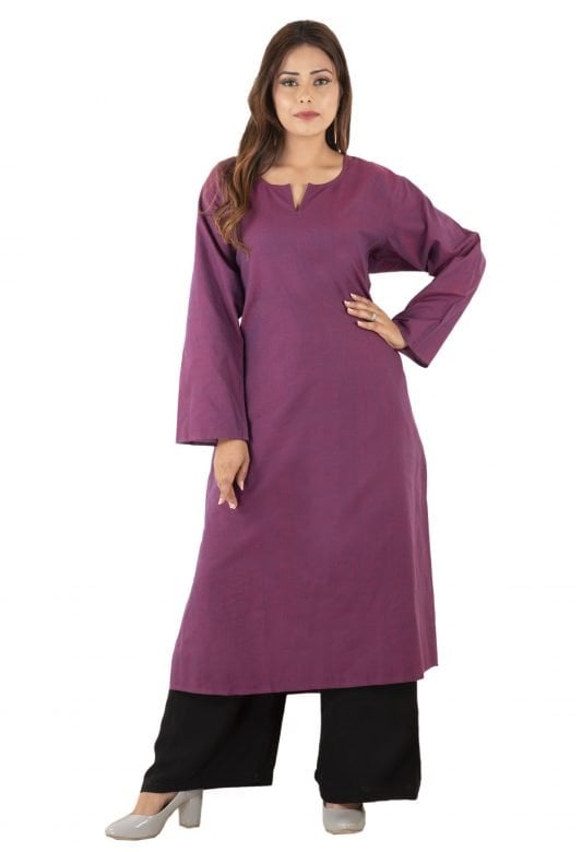 Tribes India Purple Ladies Cotton Kurta - 44