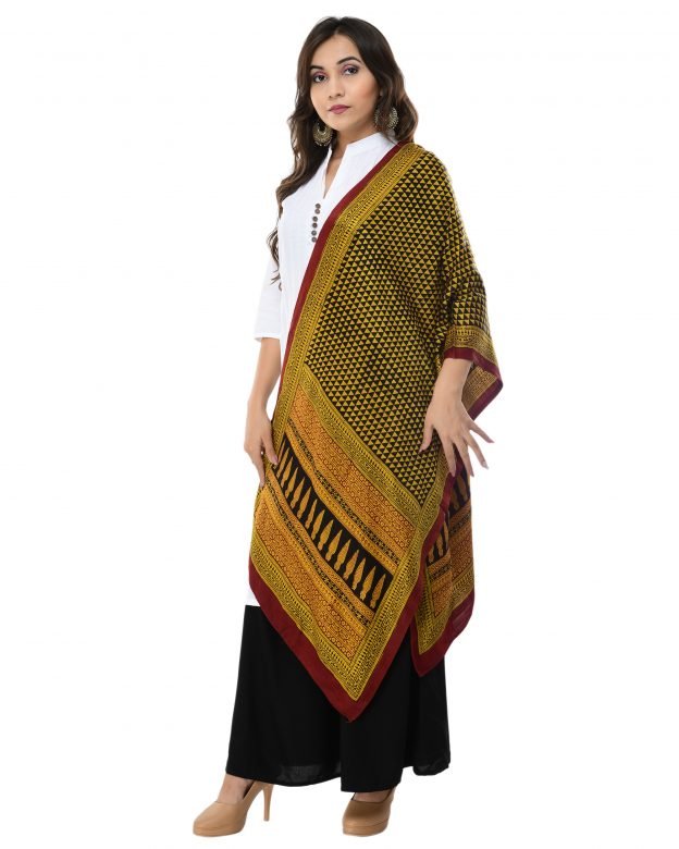 Multicolor Handcrafted Tussar Silk Stole