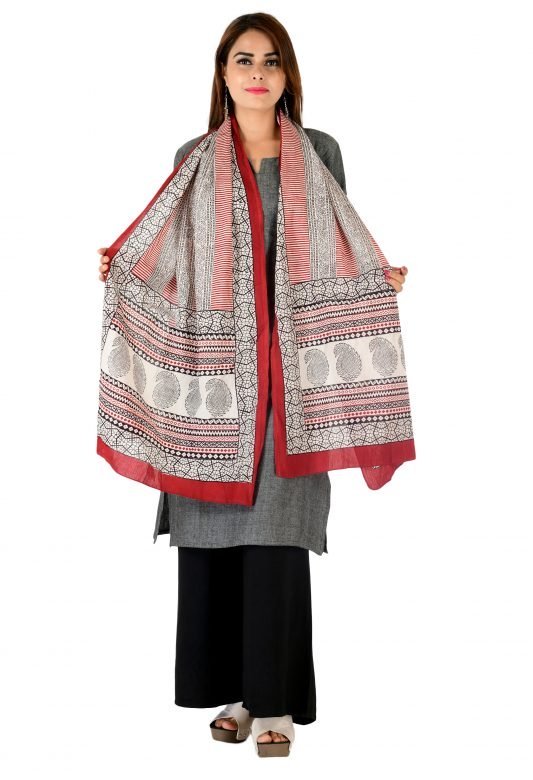Bagh Print Cotton Stole For Women