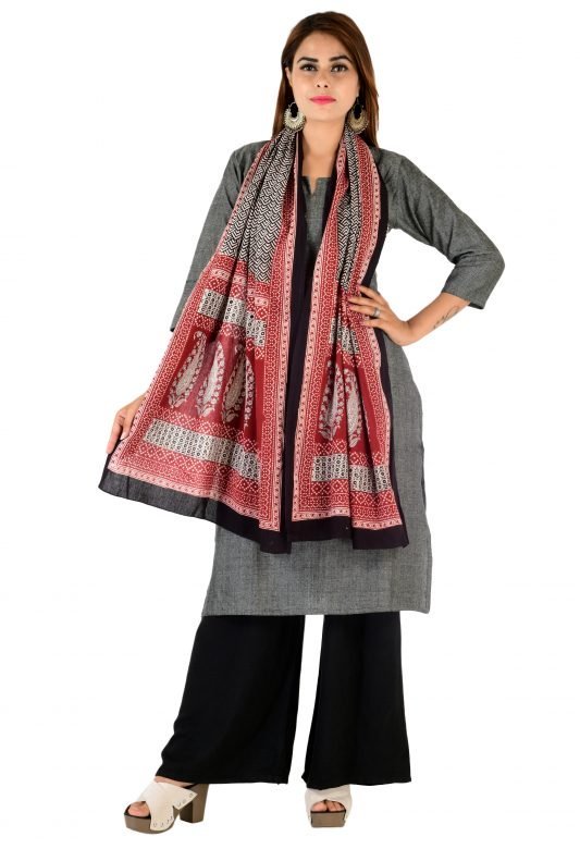 Bagh Print Cotton Multicoloured Stole For Women