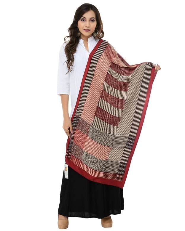 Handmade Multicolor Mulbary Tussar Silk Stole
