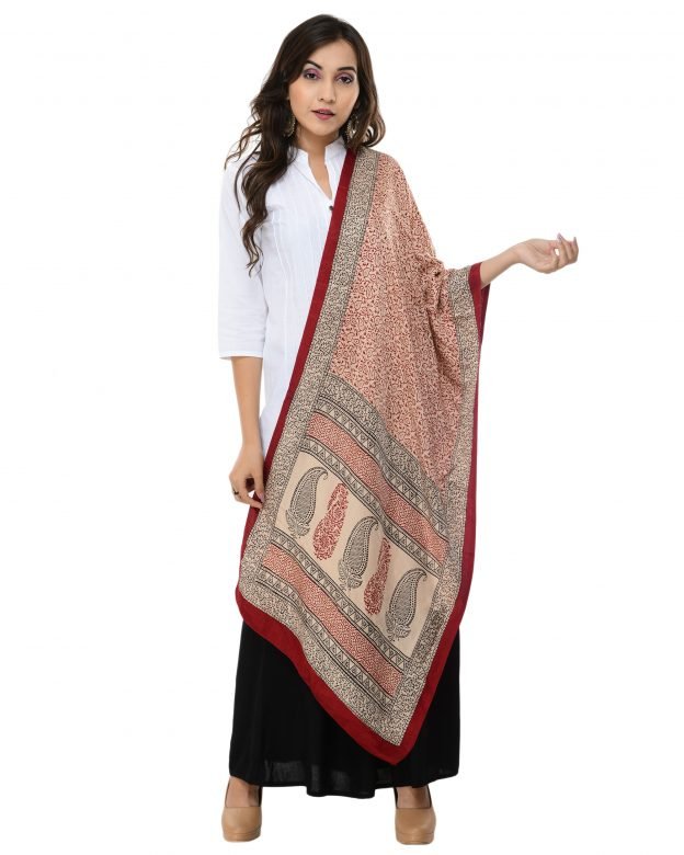 Multicolor Handcrafted Tussar Silk Stole