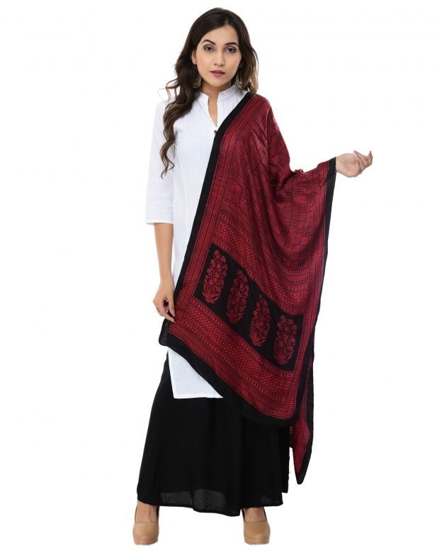 Black & Maroon Silk Stole