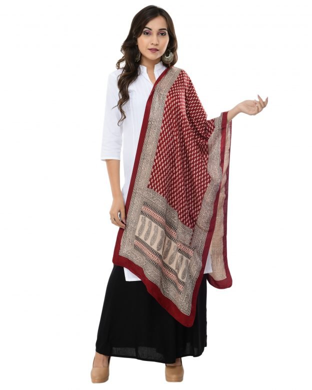 Multicolor Handcrafted Tussar Silk Stole