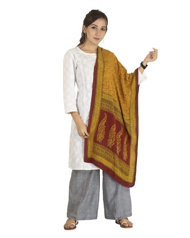 Crape Silk Multicolor Stole