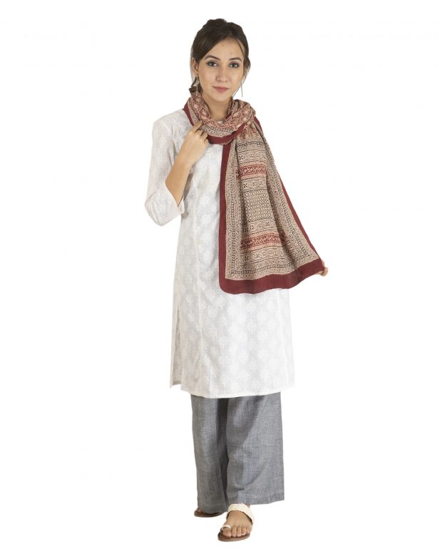 Crape Silk Multicolor Stole