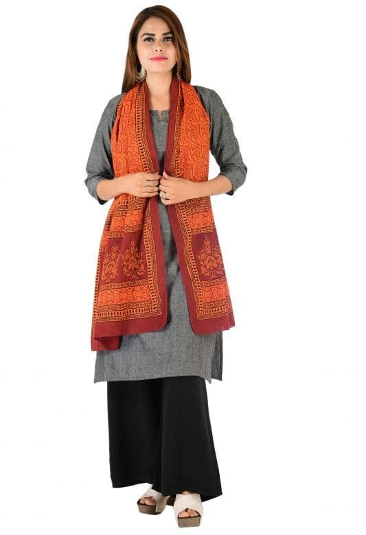 Bagh Print Cotton Stole For Women