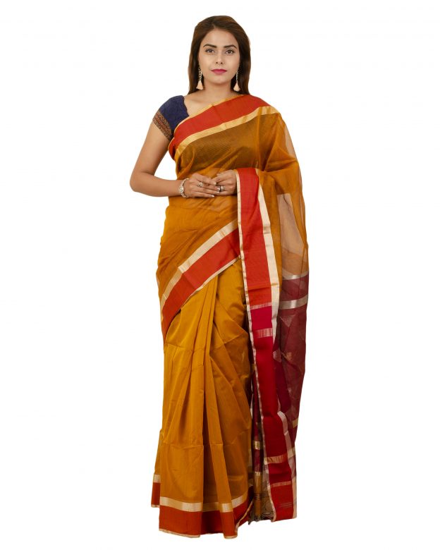 Pure Cotton Zari Multicolor Tribal Traditional Party Wear Saree